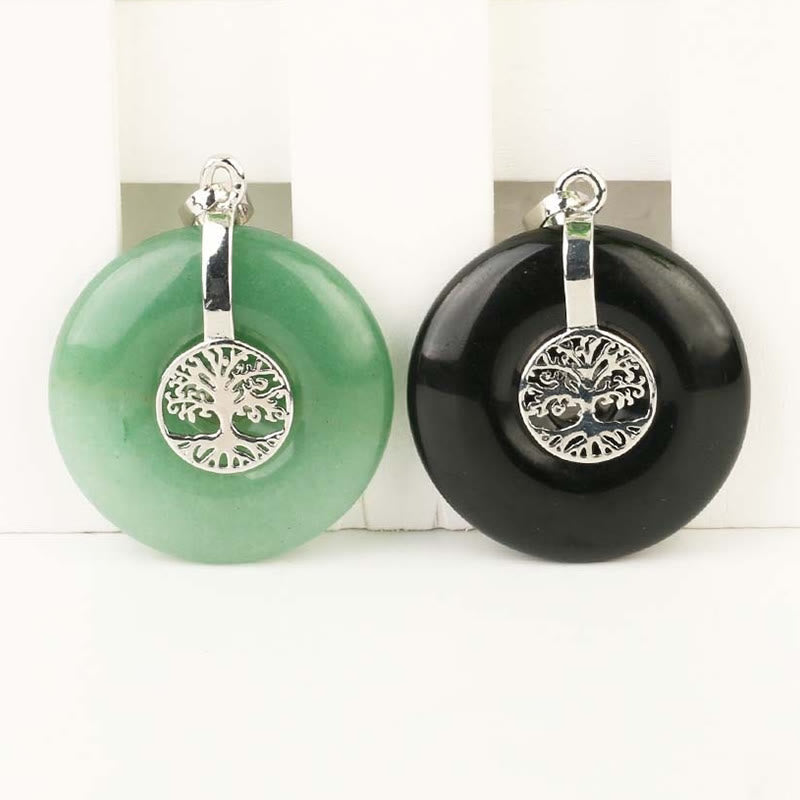 Buddha Stones Various Crystal Rose Quartz Green Aventurine Amethyst The Tree of Life Kindness Necklace Pendant