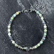 Buddha Stones Natural Stone Amazonite Amethyst Lazurite Lapis Lazuli Rose Quartz Heart Positive Balance Bracelet