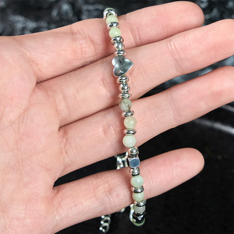 Buddha Stones Natural Stone Amazonite Amethyst Lazurite Lapis Lazuli Rose Quartz Heart Positive Balance Bracelet