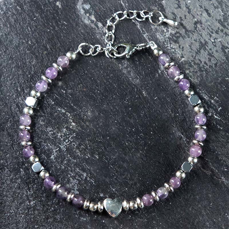 Buddha Stones Natural Stone Amazonite Amethyst Lazurite Lapis Lazuli Rose Quartz Heart Positive Balance Bracelet