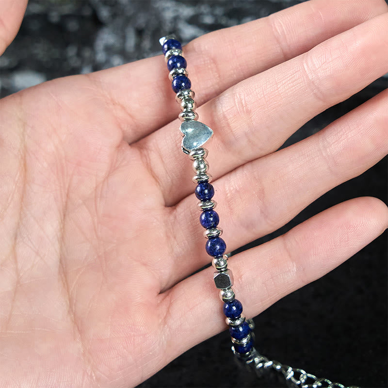 Buddha Stones Natural Stone Amazonite Amethyst Lazurite Lapis Lazuli Rose Quartz Heart Positive Balance Bracelet