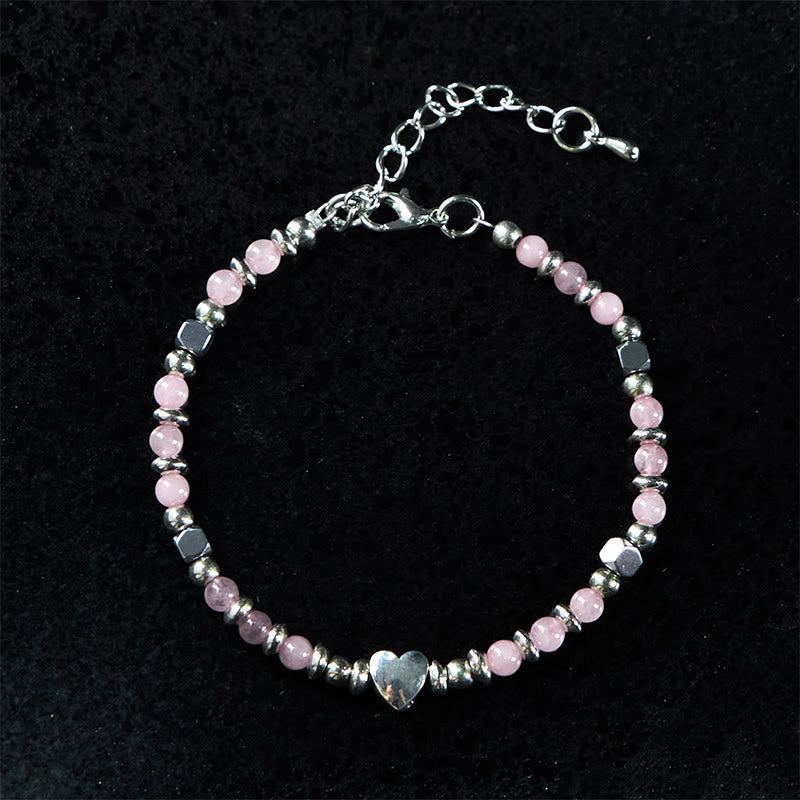 Buddha Stones Natural Stone Amazonite Amethyst Lazurite Lapis Lazuli Rose Quartz Heart Positive Balance Bracelet