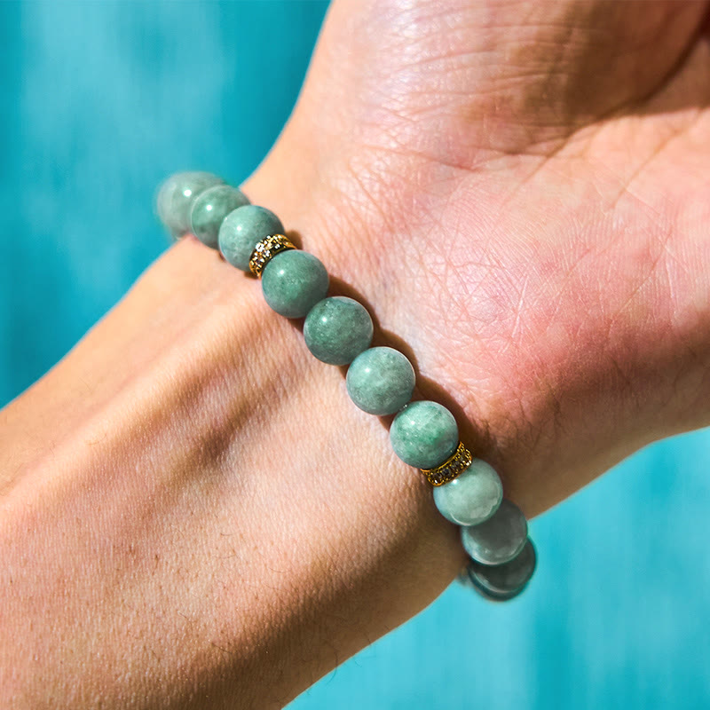 EverestArtstudios Natural Green Jade Om Mani Padme Hum Cyclone Charm Luck Bracelet