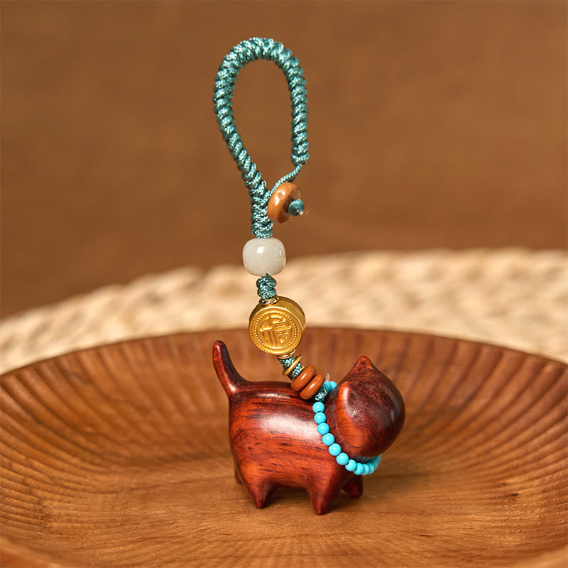 EverestArtstudios Hetian Jade Natural Sandalwood Red Sandalwood Green Sandalwood Fu Character Abundance Key Chain