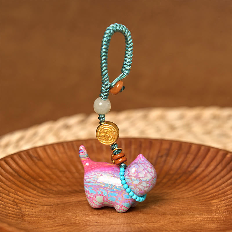 EverestArtstudios Hetian Jade Natural Sandalwood Red Sandalwood Green Sandalwood Fu Character Abundance Key Chain