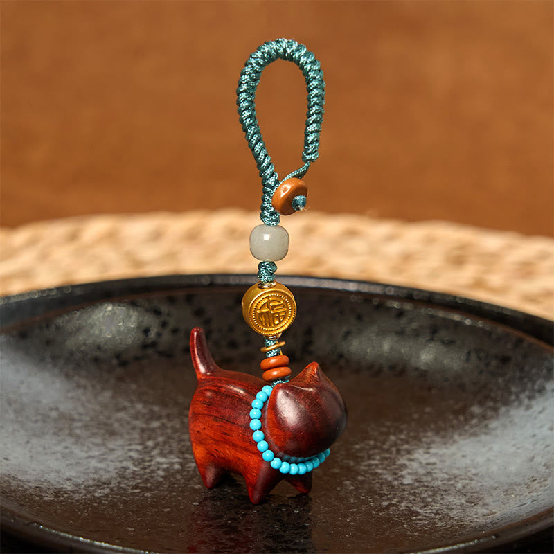 EverestArtstudios Hetian Jade Natural Sandalwood Red Sandalwood Green Sandalwood Fu Character Abundance Key Chain