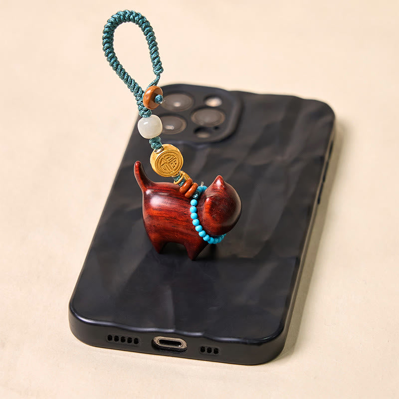 EverestArtstudios Hetian Jade Natural Sandalwood Red Sandalwood Green Sandalwood Fu Character Abundance Key Chain