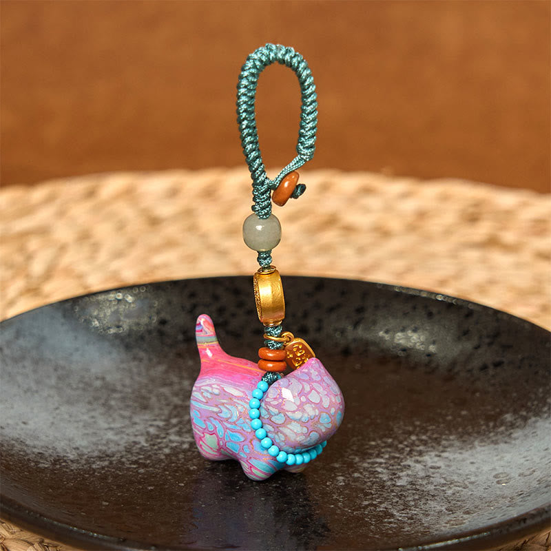 EverestArtstudios Hetian Jade Natural Sandalwood Red Sandalwood Green Sandalwood Fu Character Abundance Key Chain