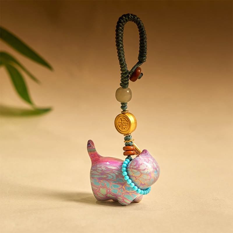 EverestArtstudios Hetian Jade Natural Sandalwood Red Sandalwood Green Sandalwood Fu Character Abundance Key Chain