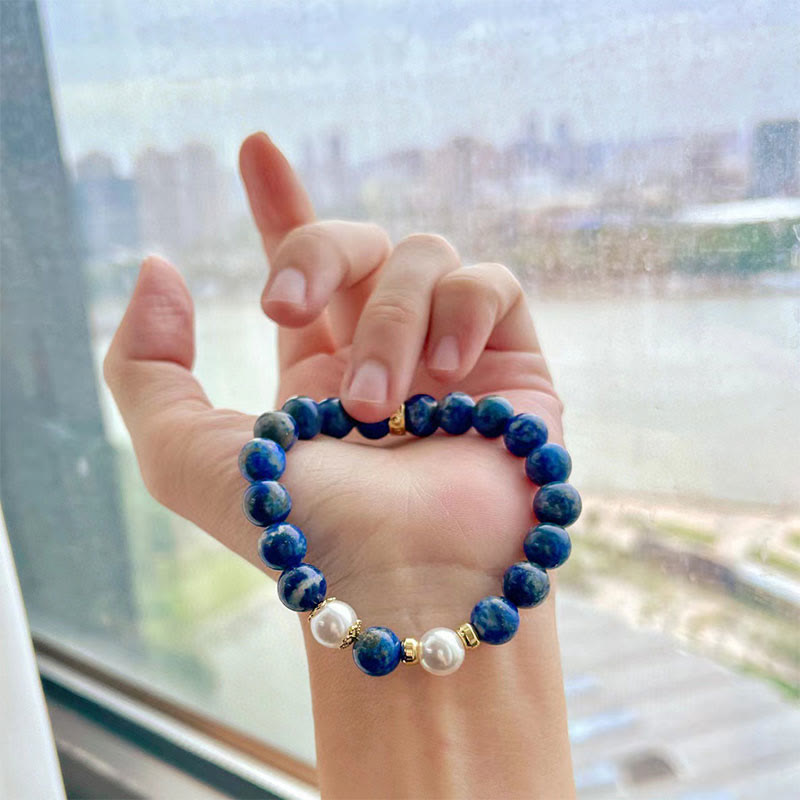 Buddha Stones Lazurite Lapis Lazuli Beads Serenity Balance Bracelet