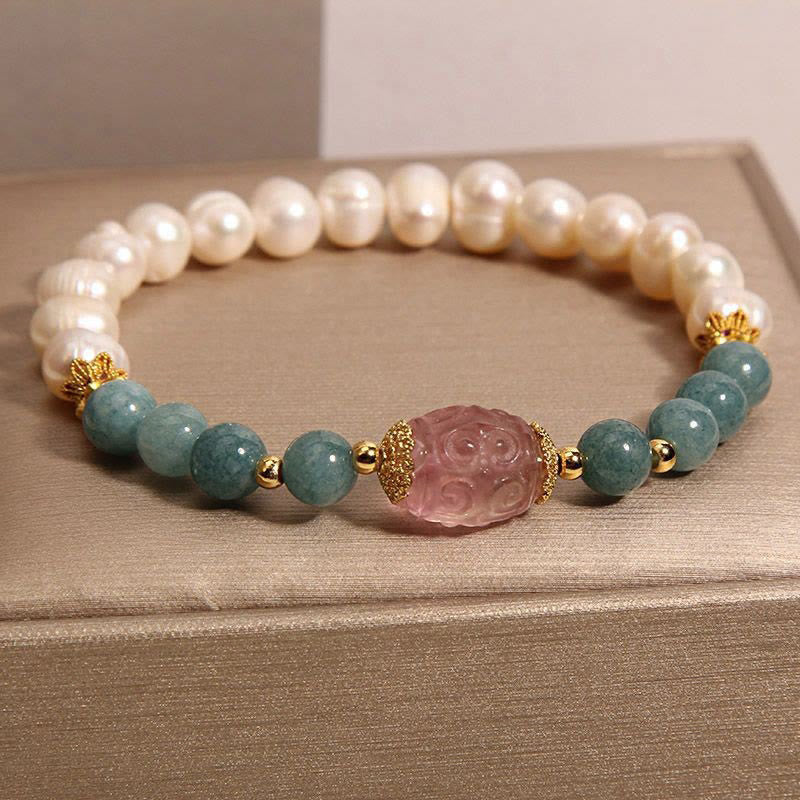 EverestArtstudios Pearl Jade Strawberry Quartz Purity Bracelet