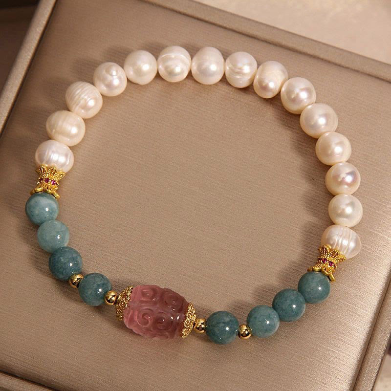 EverestArtstudios Pearl Jade Strawberry Quartz Purity Bracelet