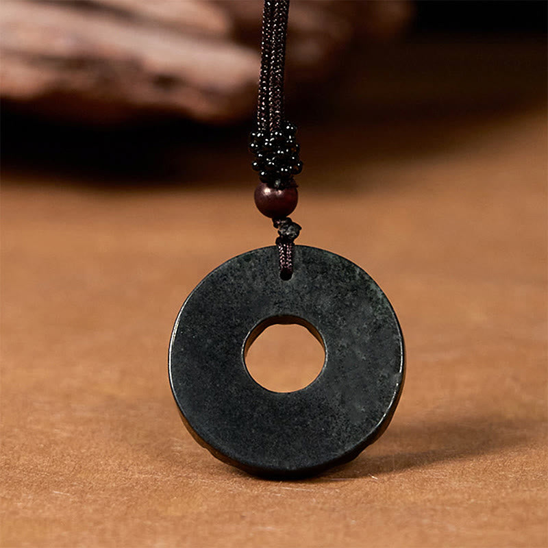 EverestArtstudios Tibetan Nanyang Black-Green Jade PiXiu Peace Buckle Protection Necklace Pendant