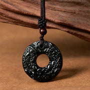 EverestArtstudios Tibetan Nanyang Black-Green Jade PiXiu Peace Buckle Protection Necklace Pendant
