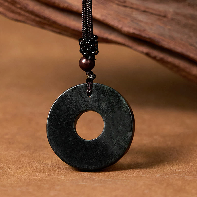 EverestArtstudios Tibetan Nanyang Black-Green Jade PiXiu Peace Buckle Protection Necklace Pendant