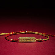 Buddha Stones 14K Gold-plated Copper Amulet Protection Red Golden Rope Bracelet