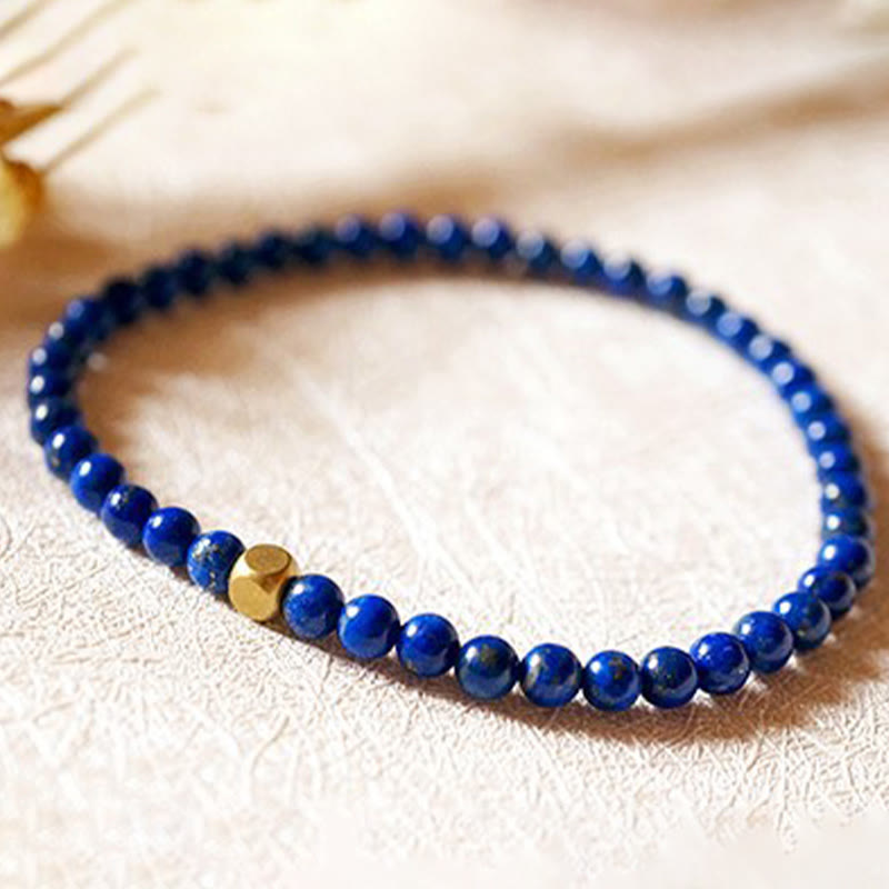 Buddha Stones 4mm Ultra-thin Lazurite Lapis Lazuli Beads Self Care Bracelet
