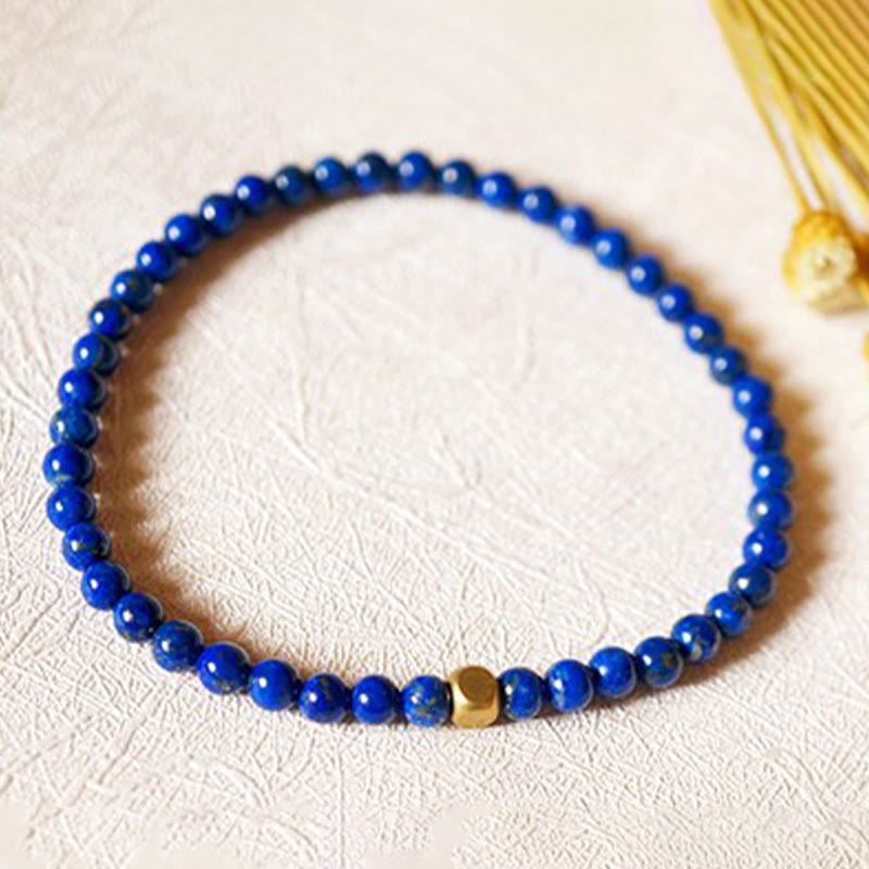 Buddha Stones 4mm Ultra-thin Lazurite Lapis Lazuli Beads Self Care Bracelet