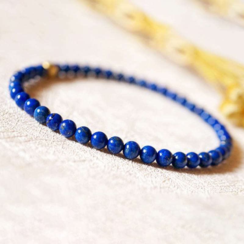 Buddha Stones 4mm Ultra-thin Lazurite Lapis Lazuli Beads Self Care Bracelet