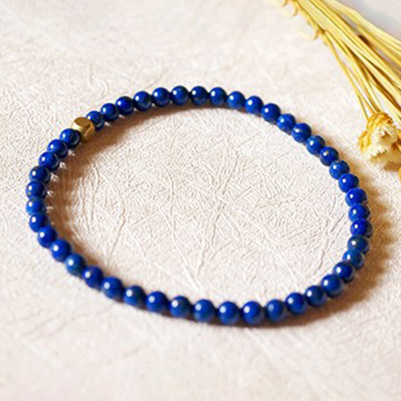 Buddha Stones 4mm Ultra-thin Lazurite Lapis Lazuli Beads Self Care Bracelet