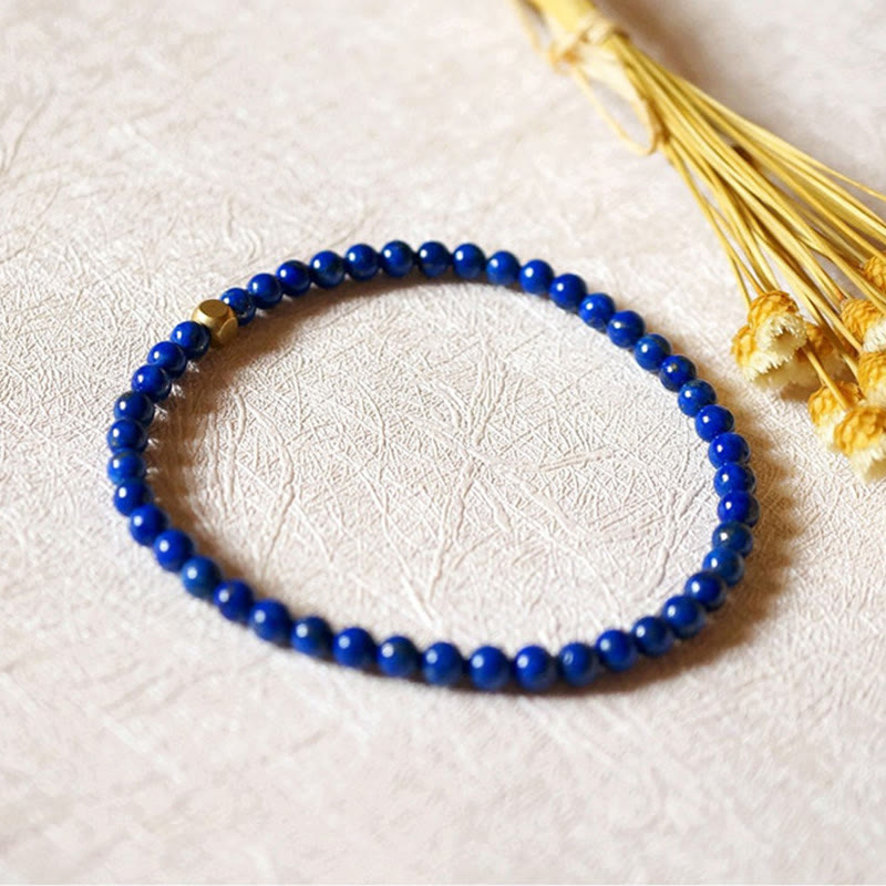 Buddha Stones 4mm Ultra-thin Lazurite Lapis Lazuli Beads Self Care Bracelet