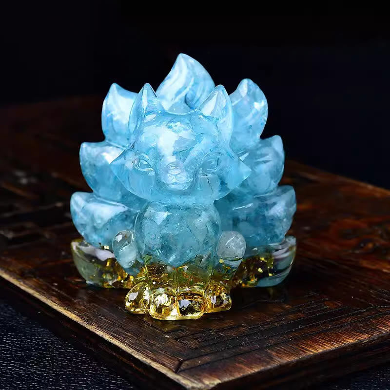 EverestArtStudios Natural Various Crystal Strawberry Quartz Amethyst Nine Tailed Fox Protection Home Decoration