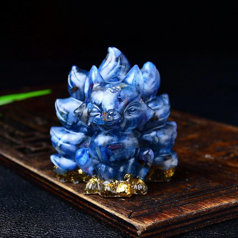EverestArtStudios Natural Various Crystal Strawberry Quartz Amethyst Nine Tailed Fox Protection Home Decoration