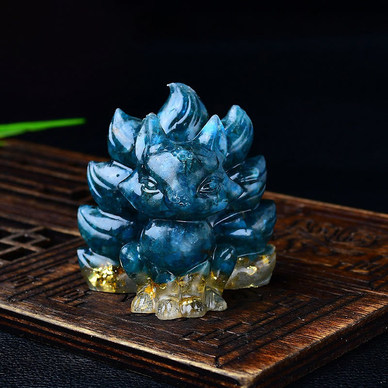 EverestArtStudios Natural Various Crystal Strawberry Quartz Amethyst Nine Tailed Fox Protection Home Decoration