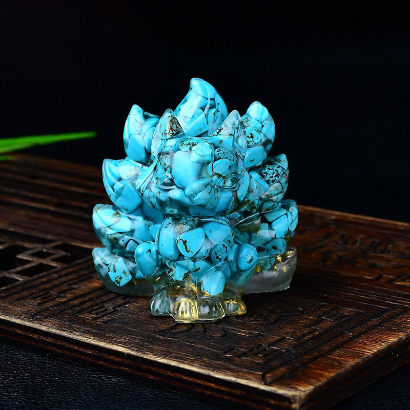 EverestArtStudios Natural Various Crystal Strawberry Quartz Amethyst Nine Tailed Fox Protection Home Decoration
