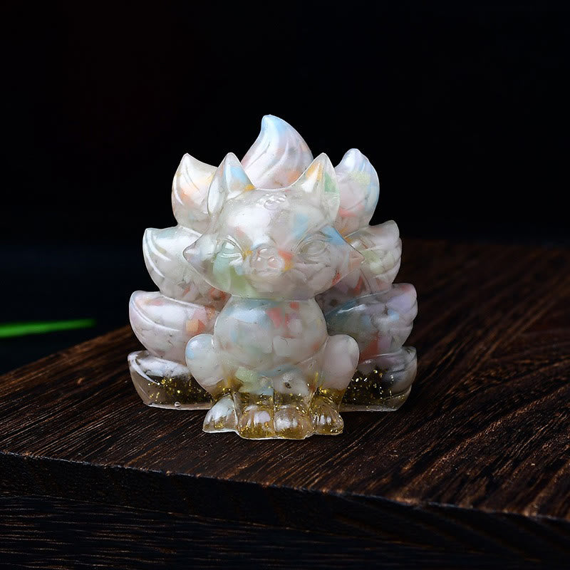 EverestArtStudios Natural Various Crystal Strawberry Quartz Amethyst Nine Tailed Fox Protection Home Decoration