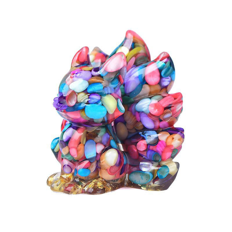 EverestArtStudios Natural Various Crystal Strawberry Quartz Amethyst Nine Tailed Fox Protection Home Decoration