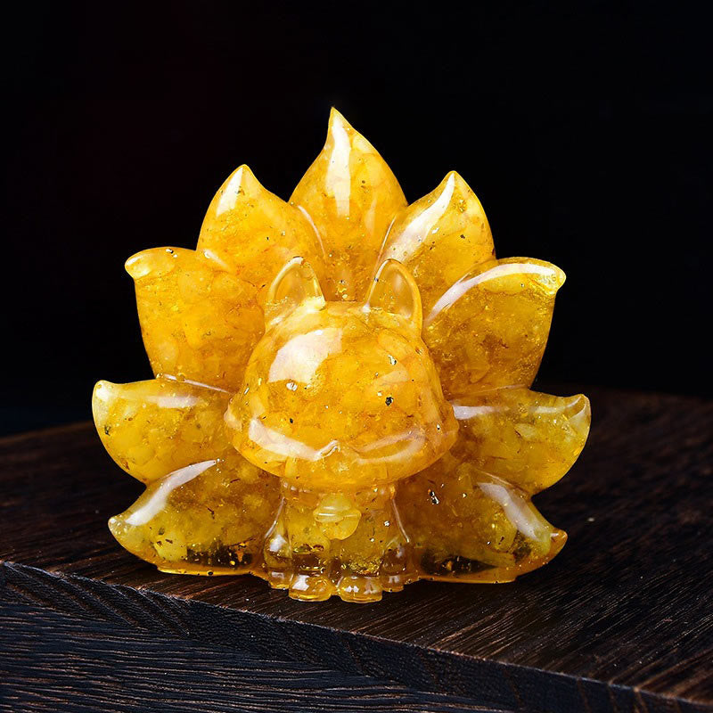 Buddha Stones Small Various Stone Pink Crystal Citrine Amethyst Nine Tailed Fox Warmth Home Decoration