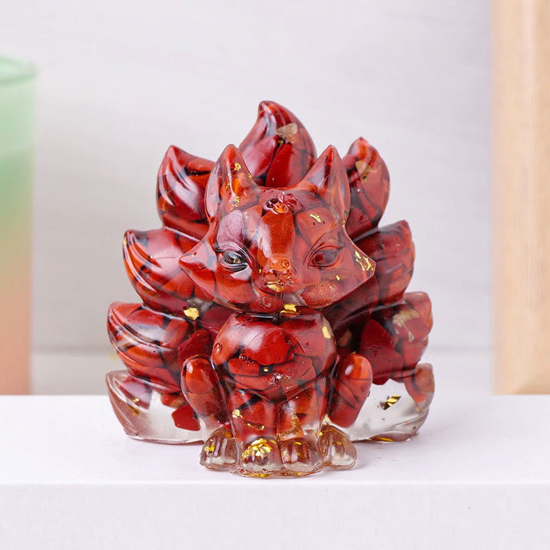 EverestArtStudios Small Various Stone Strawberry Quartz Amethyst Green Aventurine Nine Tailed Fox Healing Home Decoration