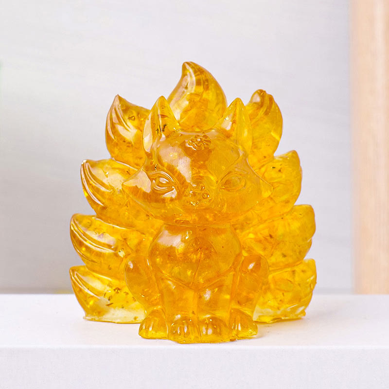 EverestArtStudios Small Various Stone Strawberry Quartz Amethyst Green Aventurine Nine Tailed Fox Healing Home Decoration