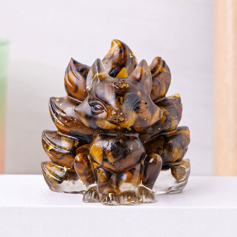 EverestArtStudios Small Various Stone Strawberry Quartz Amethyst Green Aventurine Nine Tailed Fox Healing Home Decoration