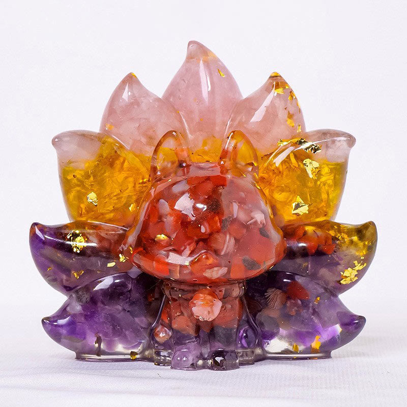 EverestArtStudios Small Various Stone Strawberry Quartz Amethyst Green Aventurine Nine Tailed Fox Healing Home Decoration
