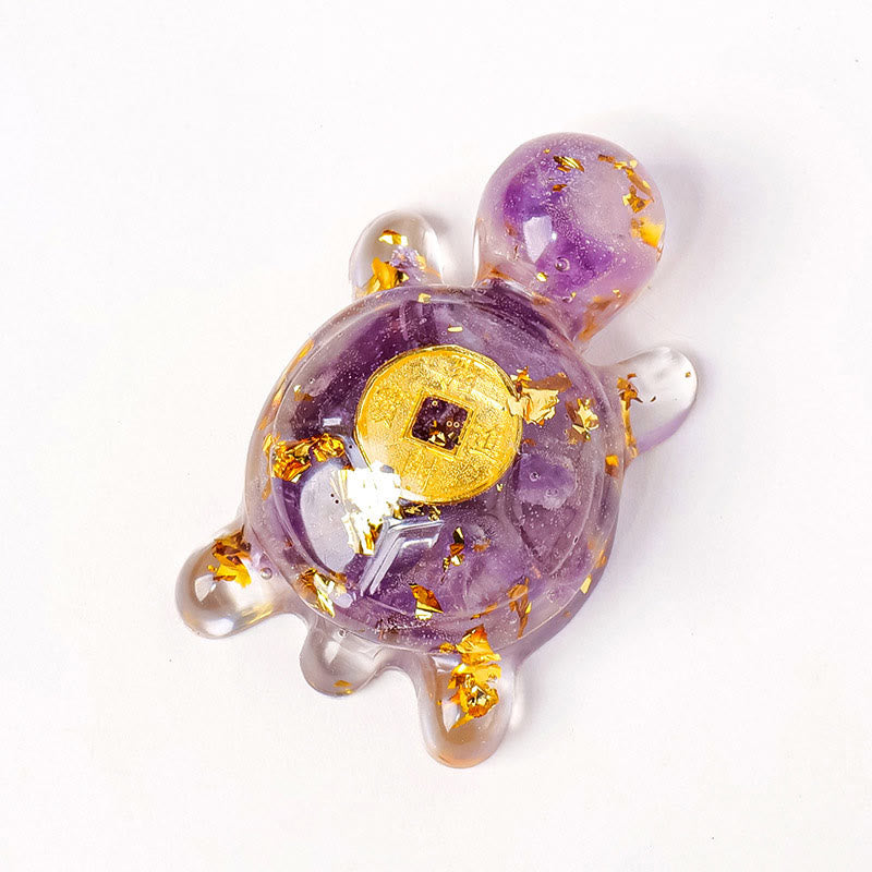 EverestArtStudios Small Various Crystal Green Aventurine Amethyst Turtle Copper Coins Luck Home Decoration