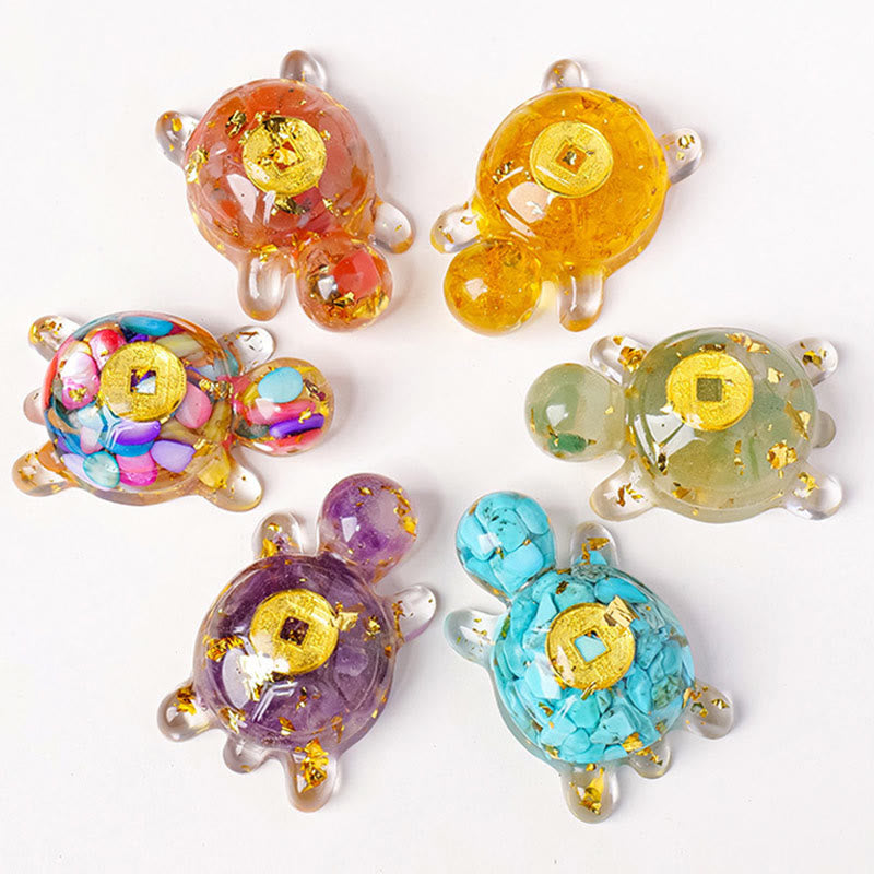 EverestArtStudios Small Various Crystal Green Aventurine Amethyst Turtle Copper Coins Luck Home Decoration