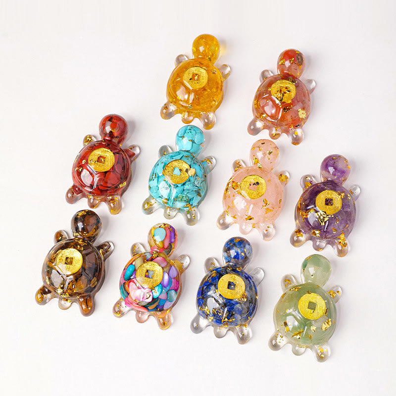 EverestArtStudios Small Various Crystal Green Aventurine Amethyst Turtle Copper Coins Luck Home Decoration