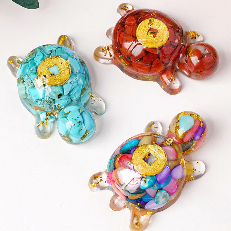 EverestArtStudios Small Various Crystal Green Aventurine Amethyst Turtle Copper Coins Luck Home Decoration