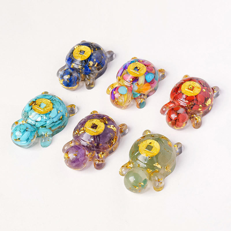 EverestArtStudios Small Various Crystal Green Aventurine Amethyst Turtle Copper Coins Luck Home Decoration