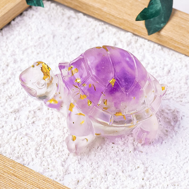 Buddha Stones Various Stone Citrine Green Aventurine Amethyst Mini Turtle Prosperity Home Decoration