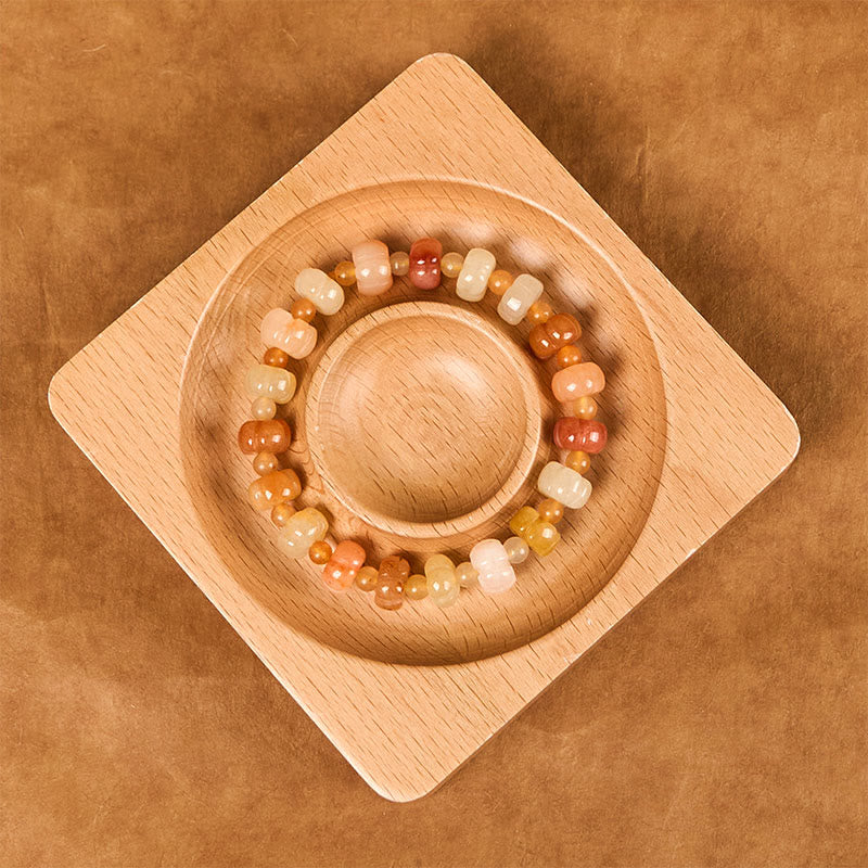 EverestArtstudios Golden Silk Jade Pumpkin Beads Wealth Luck Bracelet