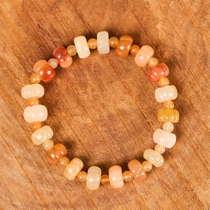 EverestArtstudios Golden Silk Jade Pumpkin Beads Wealth Luck Bracelet