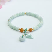 Buddha Stones Jade Beads Leaf Peace Buckle Prosperity Bracelet