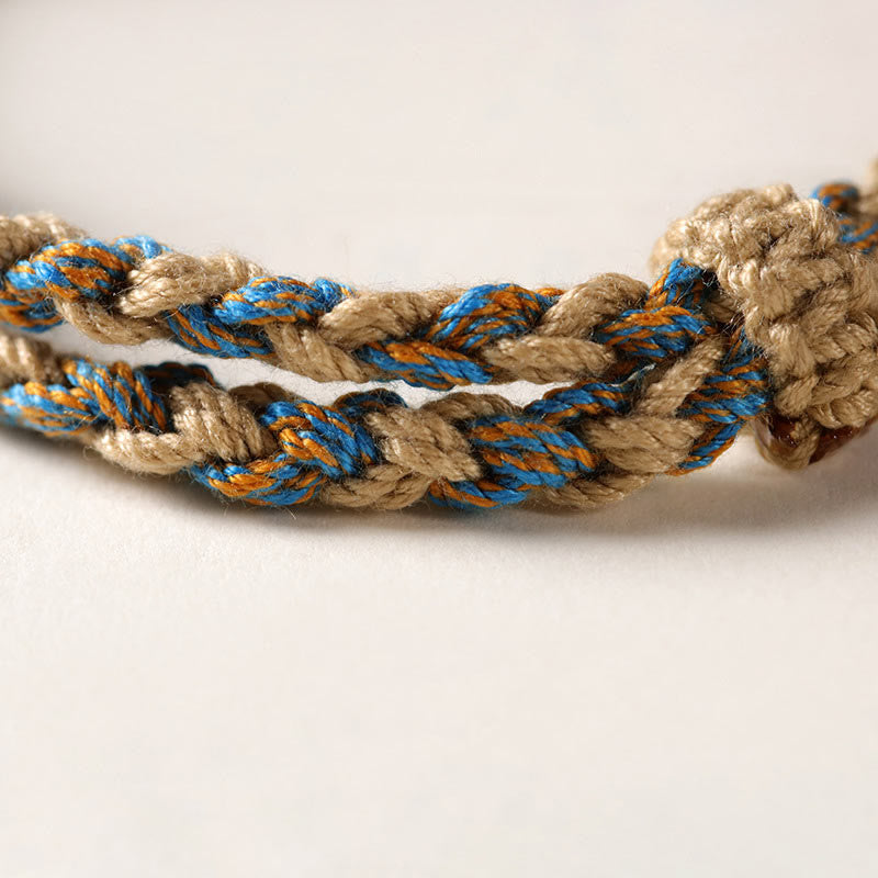 Buddha Stones Tibetan Dzi Bead Wealth  Protection Braided Bracelet