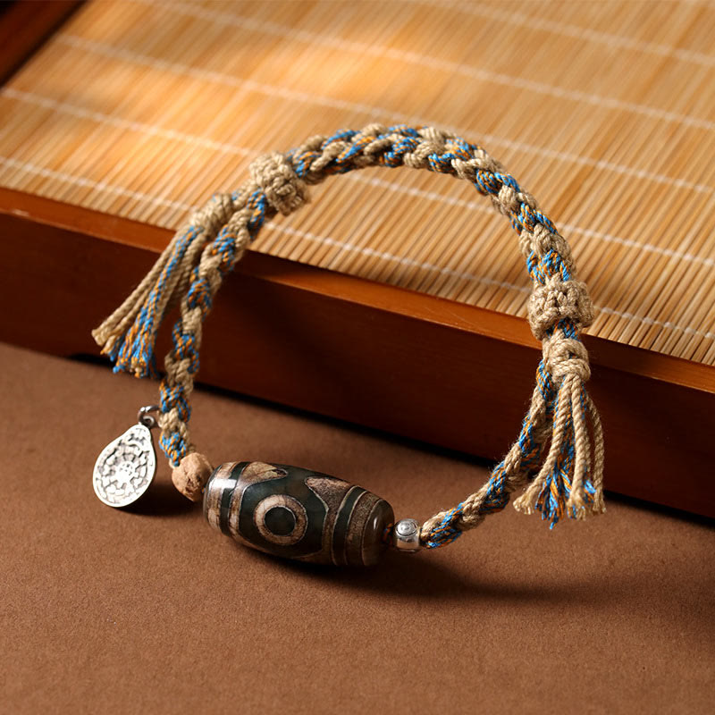 Buddha Stones Tibetan Dzi Bead Wealth  Protection Braided Bracelet