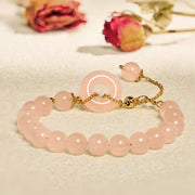 EverestArtstudios Natural Pink Crystal Beads Peace Buckle Self-acceptance Bracelet