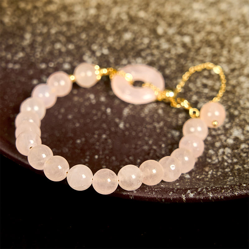 EverestArtstudios Natural Pink Crystal Beads Peace Buckle Self-acceptance Bracelet
