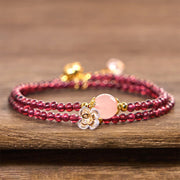 EverestArtstudios Natural Flower Garnet Pink Crystal Calm Double Wrap Bracelet